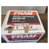 ONE CASE, CONSISTING OF SIX BOTTLES OF FRAM SAE 0W-20 SYNTHETIC HIGH MILEAGE MOTOR OIL