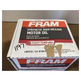 ONE CASE, CONSISTING OF SIX BOTTLES OF FRAM SAE 0W-20 SYNTHETIC HIGH MILEAGE MOTOR OIL