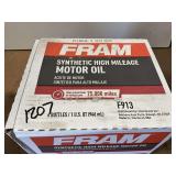 ONE CASE, CONSISTING OF SIX BOTTLES OF FRAM SAE 0W-20 SYNTHETIC HIGH MILEAGE MOTOR OIL