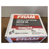 ONE CASE, CONSISTING OF SIX BOTTLES OF FRAM SAE 0W-20 SYNTHETIC HIGH MILEAGE MOTOR OIL