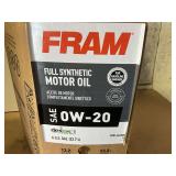 6 GALLONS OF FRAM SAE 0W – 20 FULL SYNTHETIC MOTOR OIL