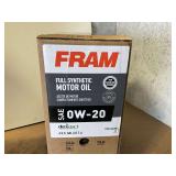 6 GALLONS OF FRAM SAE 0W – 20 FULL SYNTHETIC MOTOR OIL