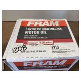 ONE CASE, CONSISTING OF SIX BOTTLES OF FRAM SAE 0W-20 SYNTHETIC HIGH MILEAGE MOTOR OIL