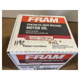 ONE CASE, CONSISTING OF SIX BOTTLES OF FRAM SAE 0W-20 SYNTHETIC HIGH MILEAGE MOTOR OIL