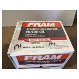ONE CASE, CONSISTING OF SIX BOTTLES OF FRAM SAE 0W-20 SYNTHETIC HIGH MILEAGE MOTOR OIL