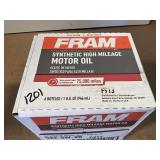 ONE CASE, CONSISTING OF SIX BOTTLES OF FRAM SAE 0W-20 SYNTHETIC HIGH MILEAGE MOTOR OIL