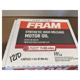 ONE CASE, CONSISTING OF SIX BOTTLES OF FRAM SAE 0W-20 SYNTHETIC HIGH MILEAGE MOTOR OIL