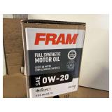 6 GALLONS OF FRAM SAE 0W – 20 FULL SYNTHETIC MOTOR OIL