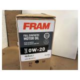 6 GALLONS OF FRAM SAE 0W – 20 FULL SYNTHETIC MOTOR OIL