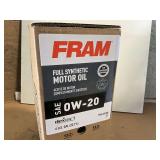 6 GALLONS OF FRAM SAE 0W – 20 FULL SYNTHETIC MOTOR OIL