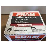 ONE CASE, CONSISTING OF SIX BOTTLES OF FRAM SAE 0W-20 SYNTHETIC HIGH MILEAGE MOTOR OIL