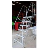 Rolling warehouse six step ladder by COTTERMAN. Made in USA