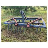 Vintage Farm implement, believed to be a 3-point hitch spring-shank cultivator. see pictures for details.
