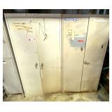 D4…Metal double door storage cabinets, set of two, with content, see pictures for details.
