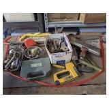 Assorted Hand Tools, Hardware, and Accessories in Table Top Area marked off as 5093