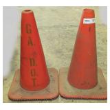 Two GA D.O.T. Stamped Orange Traffic Safety Cones