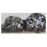D5 –Chopper wheel spinners, set of four, also includes three aftermarket wheel spinners, seven pieces total, please inspect this item to make sure it fits your needs. See pictures for details.