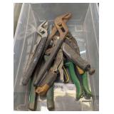 Assortment of channel locks, pliers, and tin snips. Tub is not included, see pictures for details.