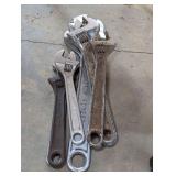 Crescent wrench assortment, approximately seven pieces, see pictures for details.