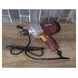 Chicago electric half-inch heavy duty electric spade drill, powers up, cardboard bin is not included, see pictures for details.