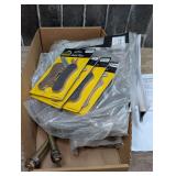 Assorted parts for small engine vehicles to include Race Driven brake pads, short hourglass spacers, Race Driven Mud Rat rotors, and more. Cardboard bin is not included, see pictures for details.