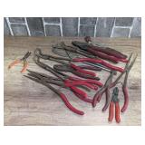Assorted Pliers and More Including Snap-On and Mac Tools
