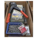 Riveters, rivet kit, and aluminum rivet assortment, cardboard bin is not included, see pictures for details.