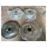 D5 –Disc brake rotors, set of four, front and rear, comes with four brake pads, please inspect this item to make sure it fits your needs. See pictures for details.