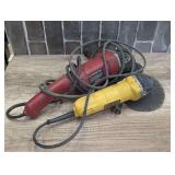 Craftsman 13 amp, 7” angle grinder, powers up, also includes a DeWalt 4 1/2” angle grinder, powers up, cardboard bin is not included, see pictures for details.