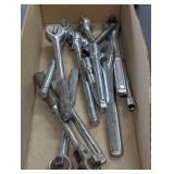Ratchet assortment, includes some Craftsman, also includes extensions, cardboard bin is not included, see pictures for details.