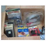 Assorted items to include outdoor step treads, 8 foot lashing strap, general purpose wire rope, T handle latch for trailers, and more. See pictures for details.