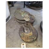 Old Heavy Duty Industrial Pulley Block with Very Large Hook