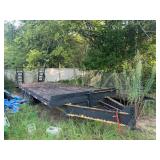 Three axle, deck over equipment trailer, approximately 8’ x 24’. Deck may need replacing, see pictures for details.