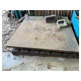 D2-Rice Lake RoughDeck Floor Scale, heavy-duty industrial low-profile platform floor scale, with a digital weight indicator. working condition unknown, see pictures for details.