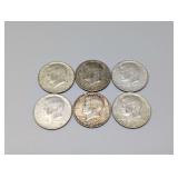 1966 THROUGH 1968 KENNEDY 40% SILVER HALF DOLLAR COINS, INCLUDES PAIR OF 1968-D