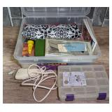 United Solutions 20 Qt Jumbo Stuff Storage Container with Mixed Household Supplies, Tools, and Craft Items