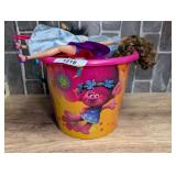 Trolls Themed Toy Bucket Lot with Dolls, Plush Animals, Hot Wheels Cars, and Hess Truck