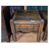Oak Parquet Top Accent / End Table with Single Drawer