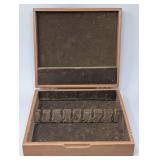 Vintage Wooden Flatware Storage Case with Felt Lining