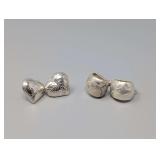Sterling Silver Heart Stud and Screw-Back Earring Set