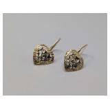 Pair of Gold Heart-Shaped Earrings with Lever Backs Marked 10K, Approx. 1.2g Total Weight
