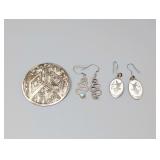 Assorted Sterling Silver Jewelry Collection Including Brooch and Earrings