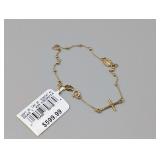Yellow Gold Cross Bracelet Marked 10K, Approx. 7.5" Length, Approx. 1.2g Total Weight w/ Retail Tag