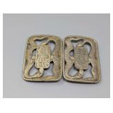 Old Two-Piece 87.5% Silver Belt Buckle with Dragon Motif and Hallmarks, Approx. 68.6g Total Weight