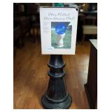 Garden Treasures Blue Ribbed Glass Gazing Ball in Original Box with Black Pedestal Stand