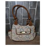 Treviso Monogram Pattern Shoulder Bag with Brown Trim