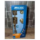 Schlage Front Entry Handleset and Deadbolt Lock Set in Brass Finish