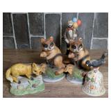 Collection of Five Ceramic Figurines and Bell Including Musical Emmett Kelly, Jr.