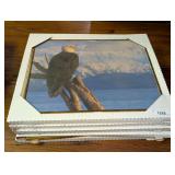 Six Assorted Framed Prints including Bald Eagles, Serenity, and Inspirational Art