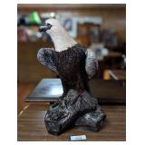Large Bald Eagle Figurine on Log Base